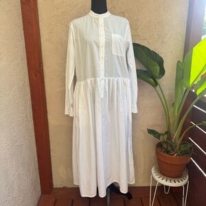 Pas De Calais White Cotton Button Down Maxi Dress